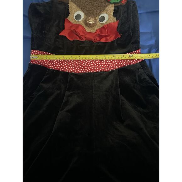 Love On A Hanger Christmas Reindeer Jumpsuit Womens Size Medium Black Velour - Picture 3 of 4